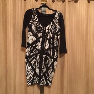 Bebe black/white bodycon dress